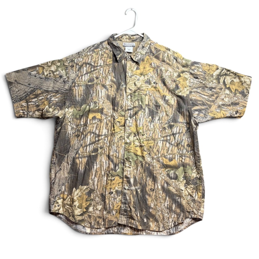 Columbia Sportswear Mens Mossy Oak Camo Short Sleeve Hunting Shirt XXL Break-Up